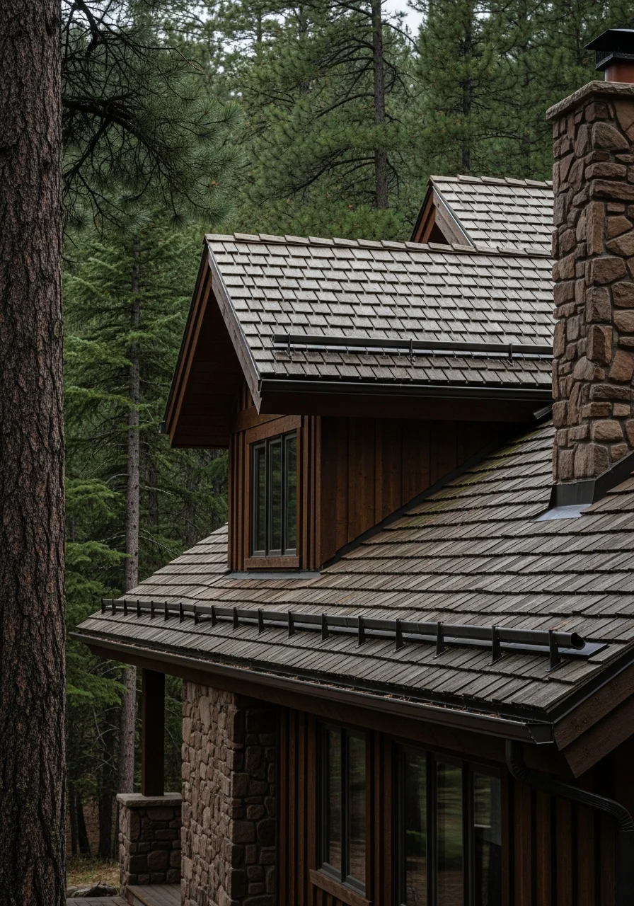 Mountain home in La Plata County with forest setting, mountain views, and well-maintained exterior.